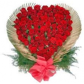 Amazing 50 Red Roses Heart Shaped Arrangement